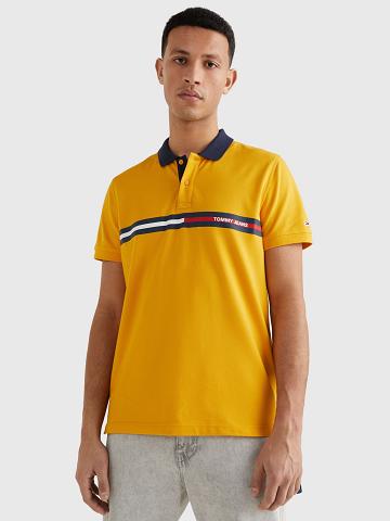 Férfi Tommy Hilfiger Relaxed fit chest flag Polos Sárga | HU 1090GSO